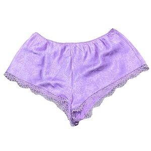 Victoria Secret Satin Jacquard High Rise Lace Trim  Cheeky Sleep Shorts Casual L